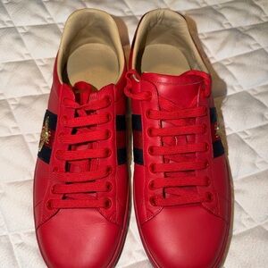 Gucci Ace Bee Red Leather Sneakers